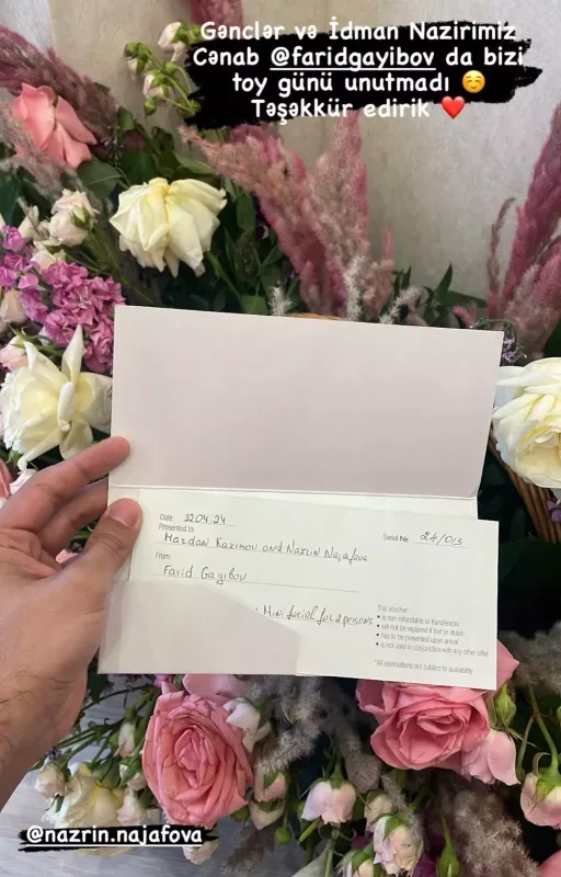 Nazirdən Nəzrinlə Mərdana hədiyyə