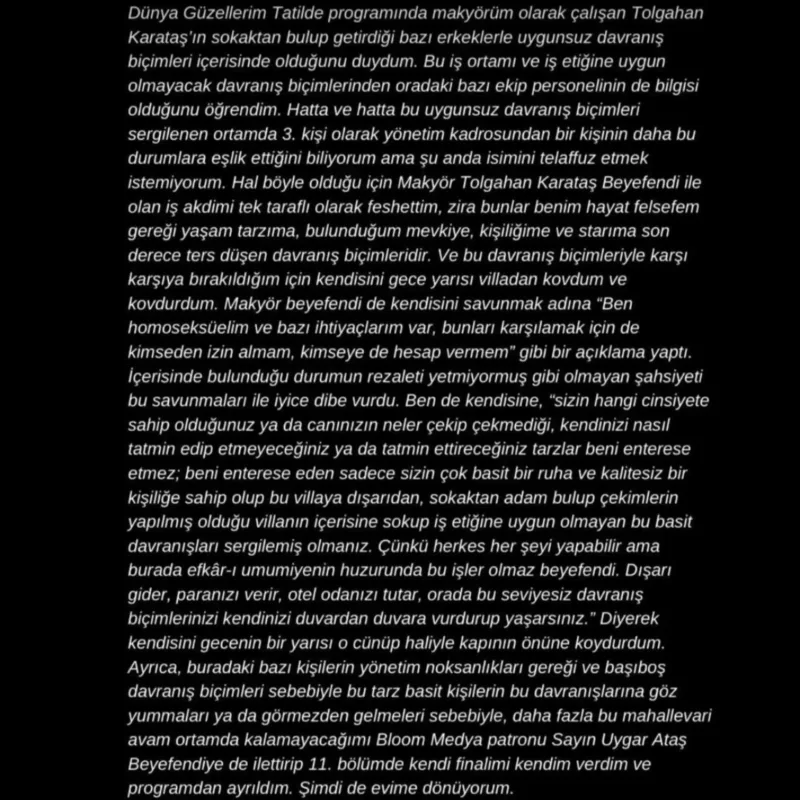 Çəkilişdə həmcinsi ilə cinsi əlaqədə olan vizajisti qovdu! - Qalmaqal