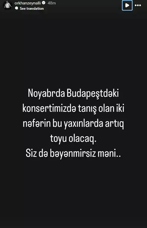 Orxanın konsertində tanış olan cütlük evlənir