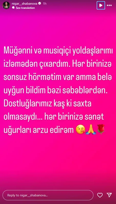 Nigar Şabanova həmkarlarını sildi!