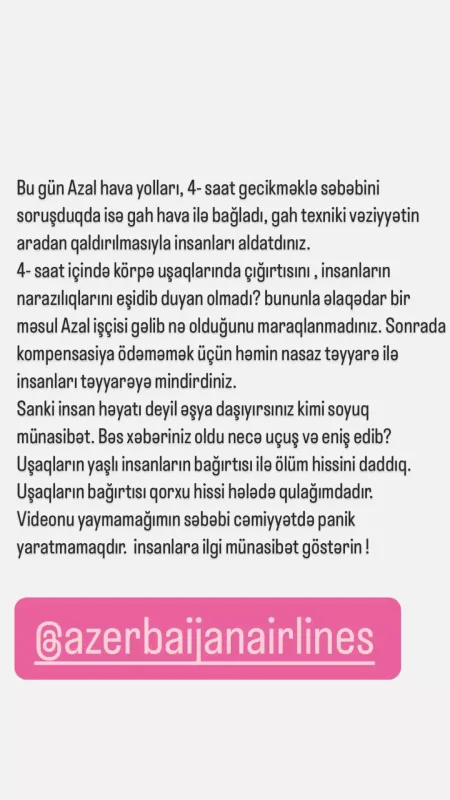 “Təyyarədə ölüm hissini daddıq” - “Azal”dan şikayət!