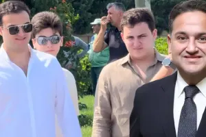 Murad Dadaşov oğulları ilə avtomobil sərgisində