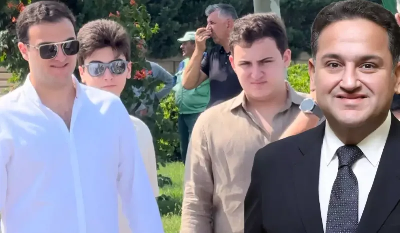 Murad Dadaşov oğulları ilə avtomobil sərgisində