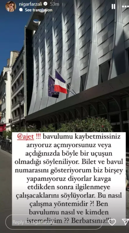 Təyyarədə Nigarın çamadanını itirdilər