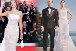 Qırmızı xalı libasını Demetin gəlinliyinə oxşatdılar