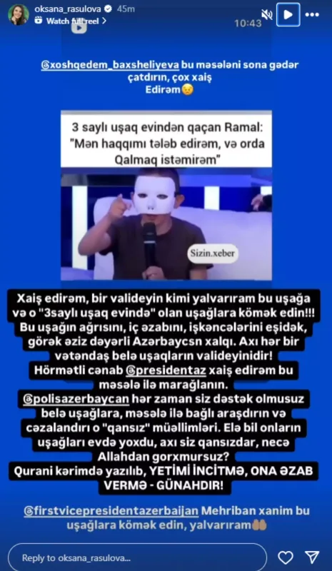 “Bir valideyn kimi yalvarıram, o uşağa kömək edin”