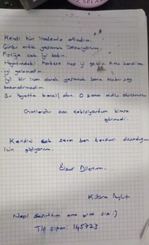 Özünü binadan atan tiktokerin yazdığı məktub üzə çıxdı