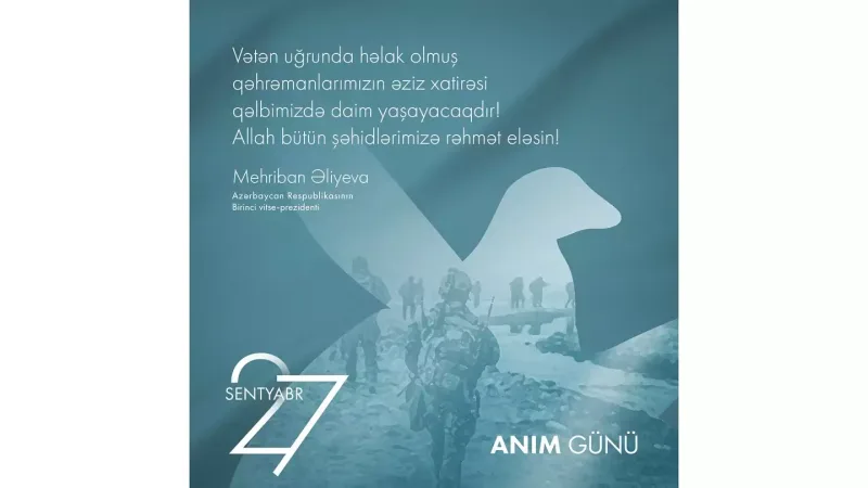 Mehriban Əliyevadan Anım Günü ilə bağlı paylaşım