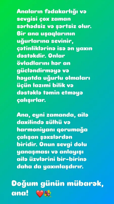 Elçindən anası ilə bağlı paylaşım