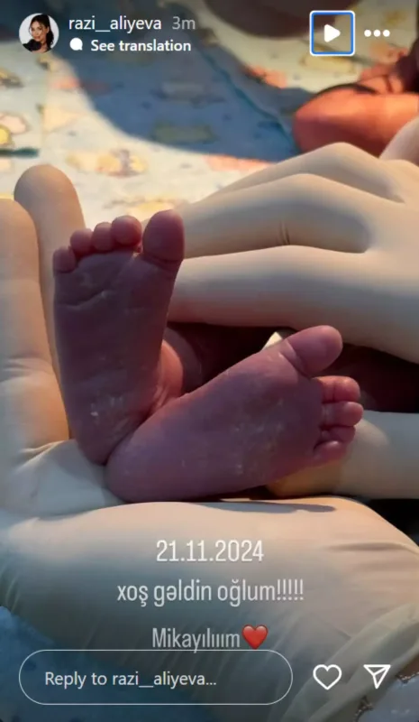 Razi Əliyeva  ana oldu