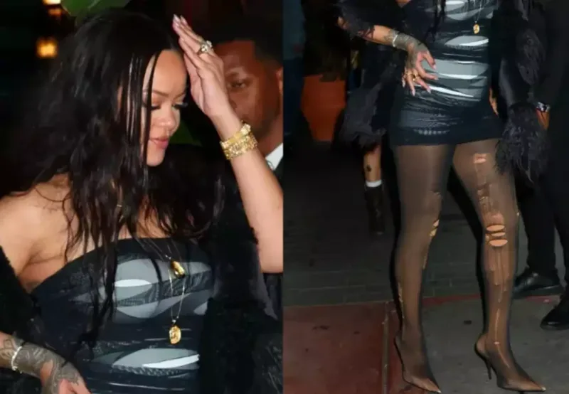 Rihanna yırtılmış corabla görüntüləndi