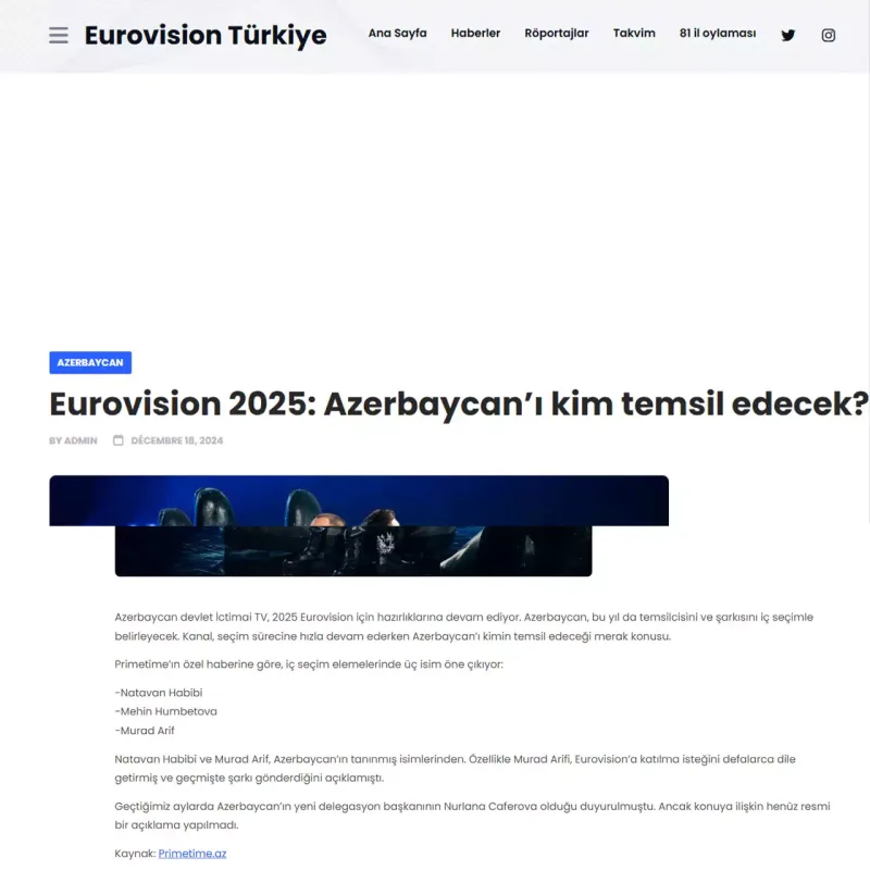 Builki Avroviziya namizədlərimiz Türkiyə mediasında
