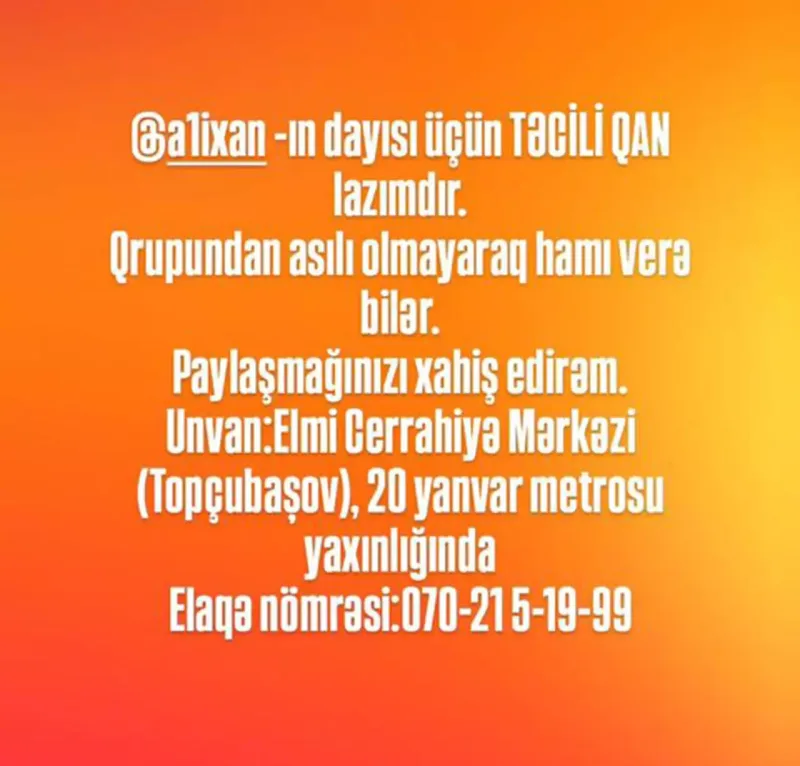 Əlixanın dayısı üçün qan axtarılır!