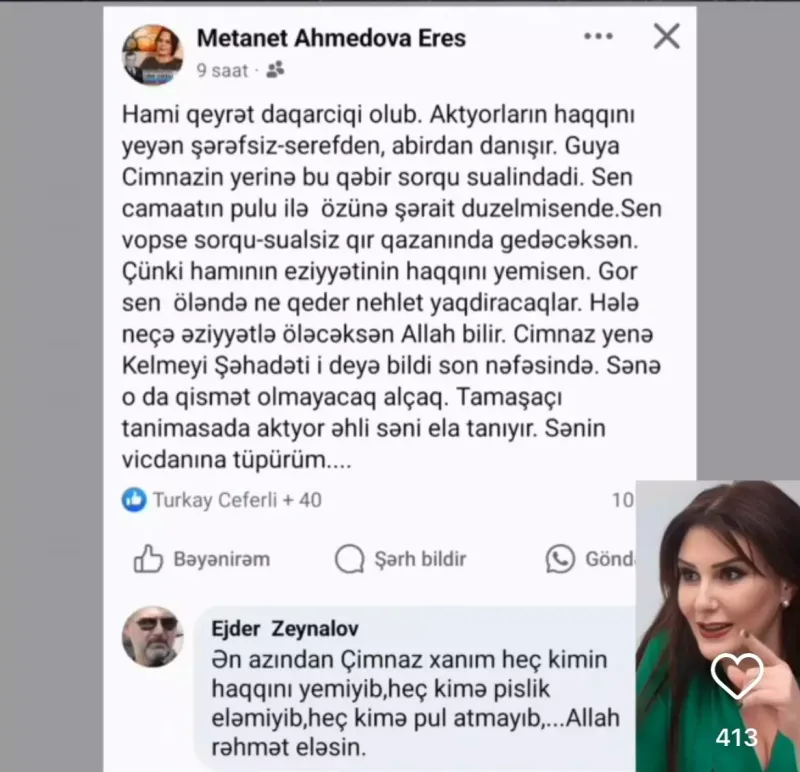 Aktrisadan Rövşən İsax haqqında kəskin sözlər: “Sənin vicdanına tüpürüm…”