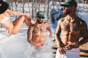 Xanımı ilə qarlı havada yarıçılpaq fotolar çəkdirdi