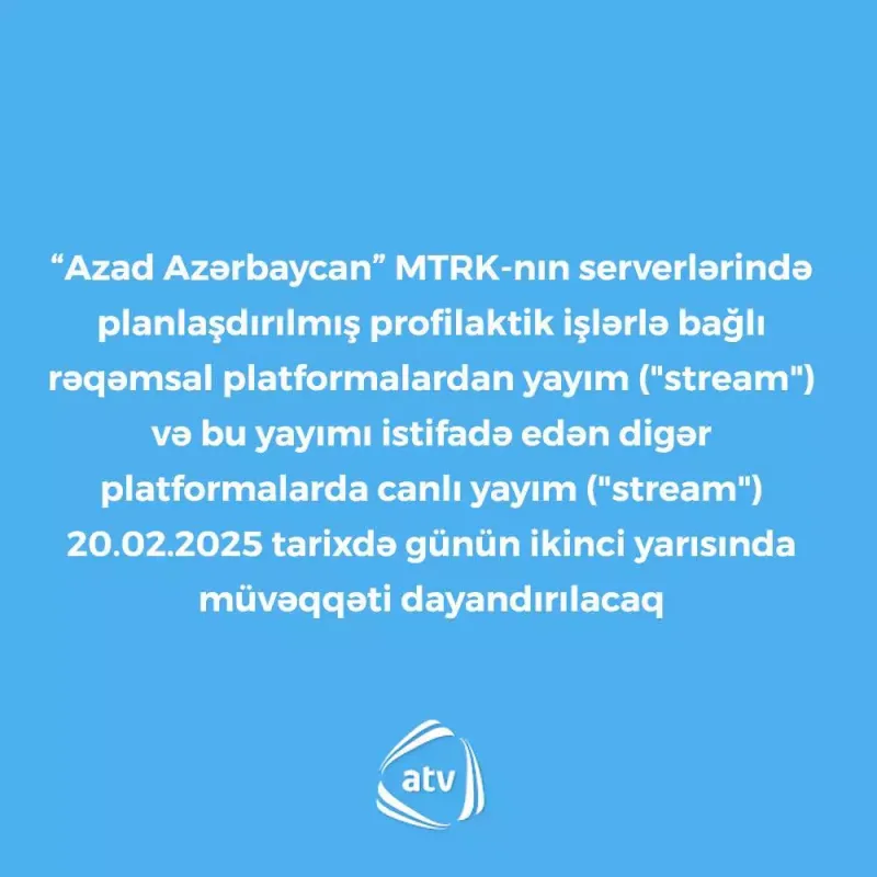 ATV yayımını müvəqqəti dayandırır