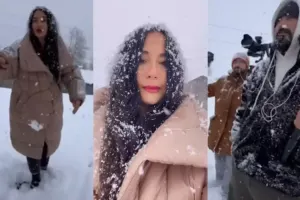 Aparıcı çəkiliş heyəti ilə ucqar kənddə çovğuna düşdü - VİDEO