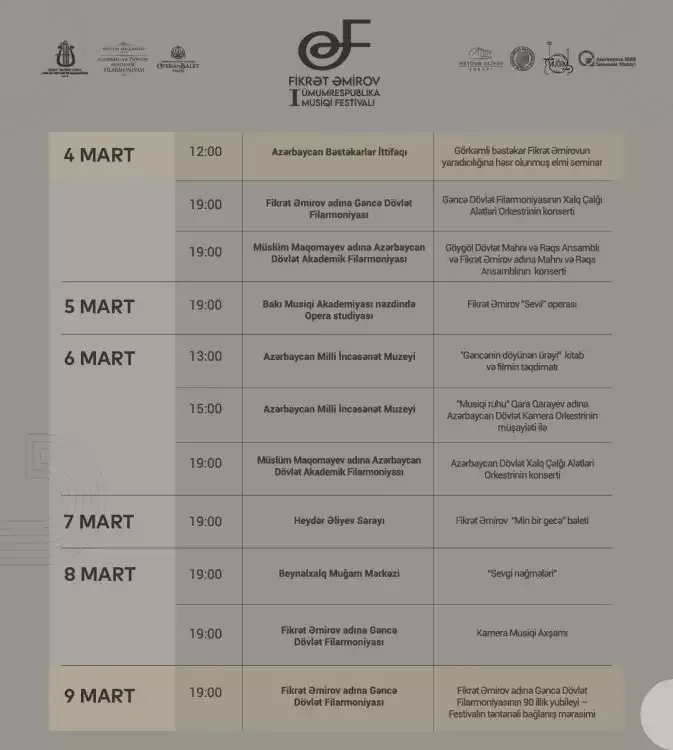 Fikrət Əmirov I Ümumrespublika Musiqi Festivalı keçiriləcək
