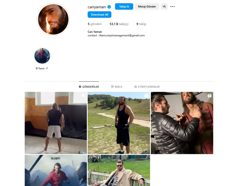 Can Yaman instaqrama qayıtdı!