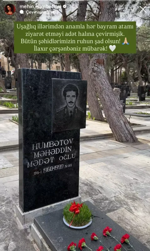 Mehindən şəhid atası ilə bağlı paylaşım