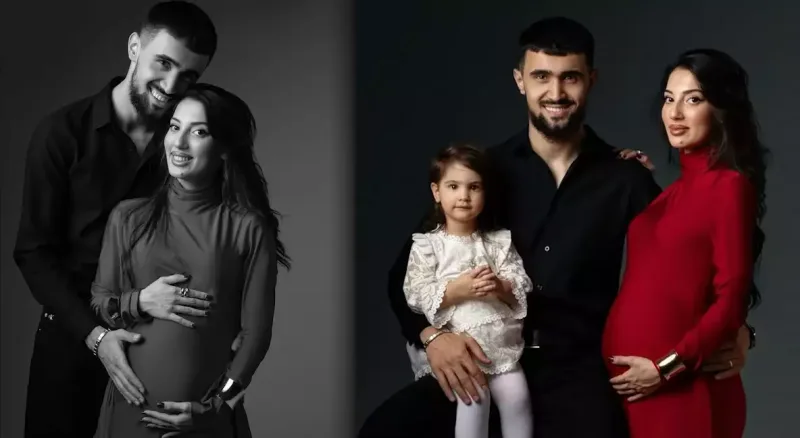 “Qarabağ”ın futbolçusu hamilə xanımı və qızı ilə obyektiv qarşısında