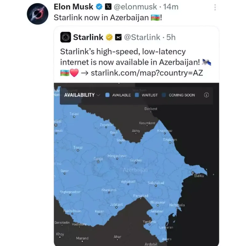 İlon Mask Azərbaycanla bağlı paylaşım etdi - FOTO
