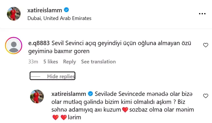 Xatirənin açıq-saçıq geyimini tənqid etdilər