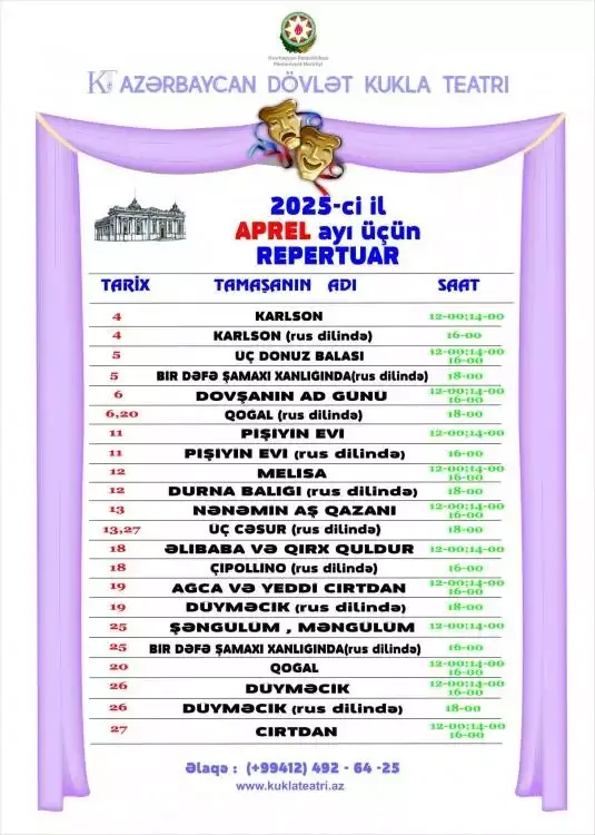 Apreldə Kukla Teatrında nələr təqdim olunacaq?