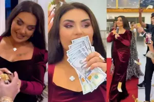 Şəbnəmi toyda dollar yağışına tutub, qızıl üzük hədiyyə etdilər