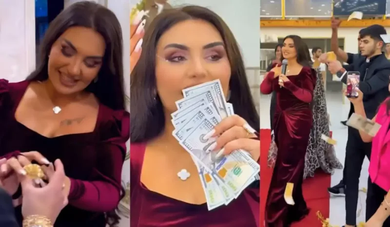 Şəbnəmi toyda dollar yağışına tutub, qızıl üzük hədiyyə etdilər