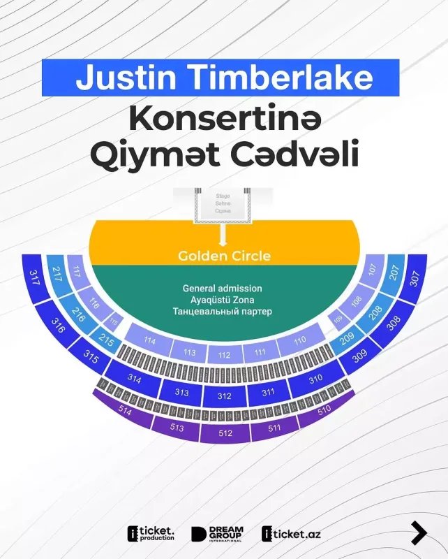 Castin Timberleykin Bakı konsertinin biletinin qiyməti açıqlandı