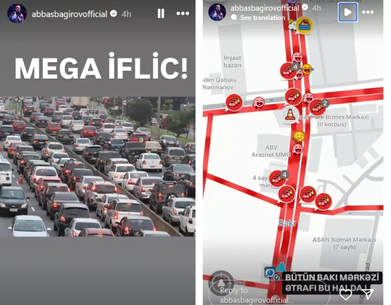 Abbas paytaxtdakı tıxacdan şikayətləndi