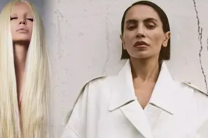 Uzun saçları ilə sinəsini örtdü - Fotolar