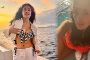 Salma Hayek bikinidə fotolarını paylaşdı