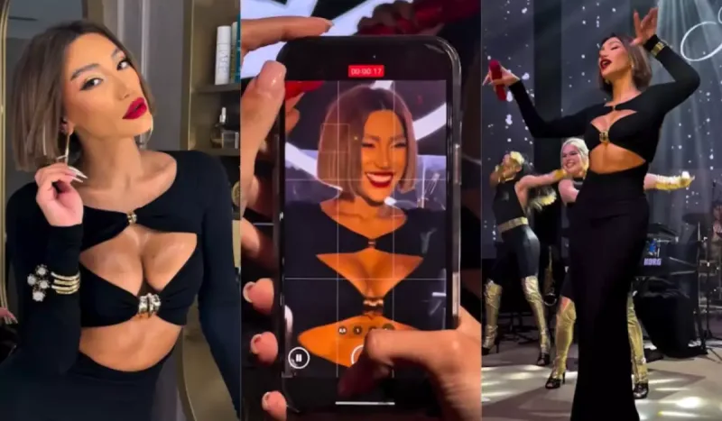 Röya dekolteli libası ilə diqqət çəkdi - Video