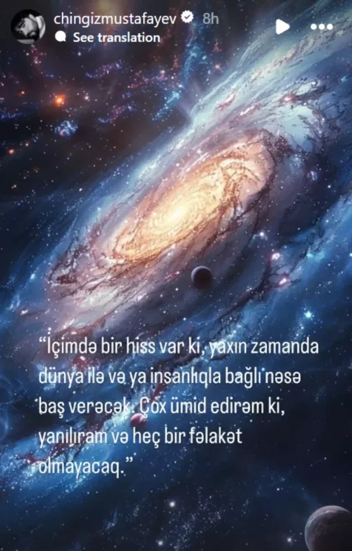 “Ümid edirəm ki, heç bir fəlakət olmayacaq”