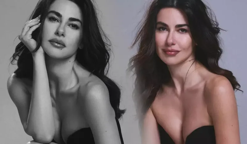 Nəsrin dekolteli qısa libasda pozalar verdi - Fotolar