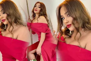 Xatirənin dekolteli libası diqqət çəkdi