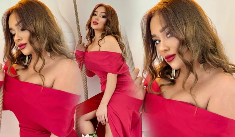 Xatirənin dekolteli libası diqqət çəkdi