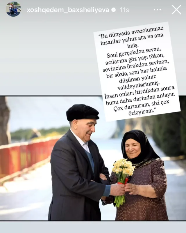 “Yalnız valideynlər əvəzolunmaz imiş”