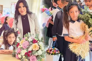 Əməkdar artistin qızı məktəbə başladı