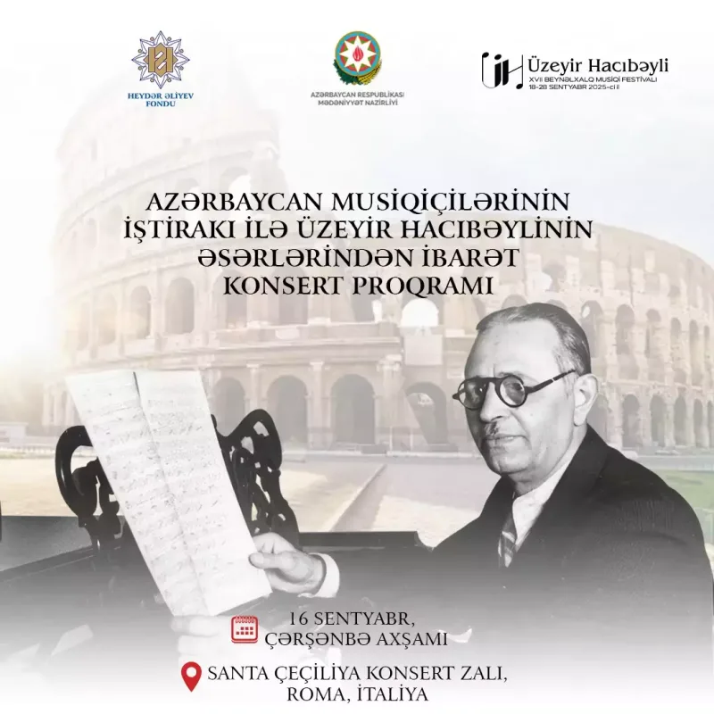 Üzeyir Hacıbəylinin 140 illiyi Romada qeyd olunacaq