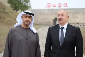 Liderlər Şuşa qalasının qarşısında - Fotolar