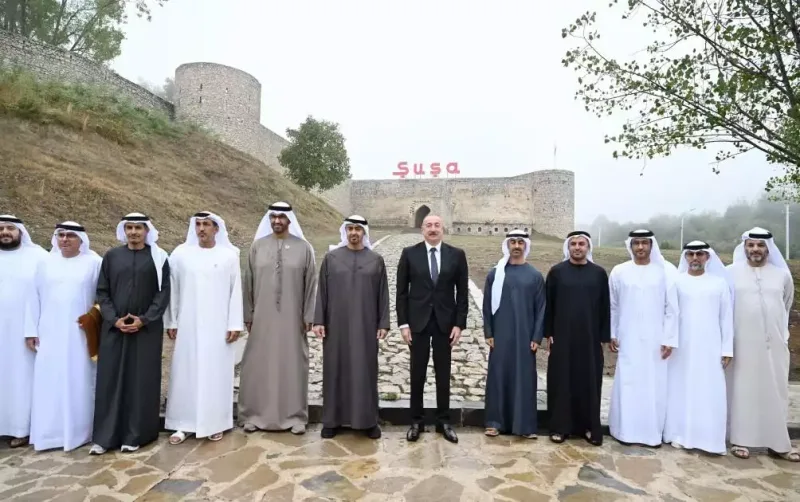 Liderlər Şuşa qalasının qarşısında - Fotolar