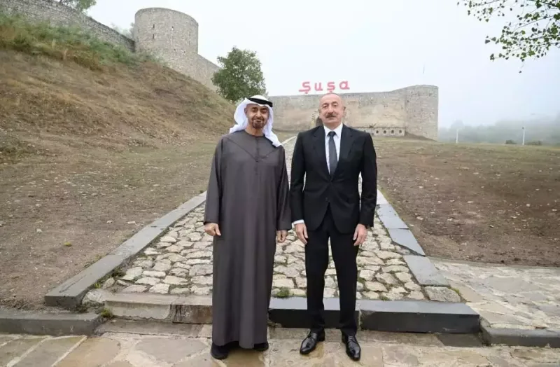 Liderlər Şuşa qalasının qarşısında - Fotolar