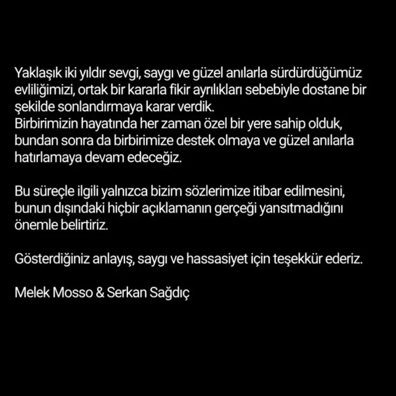 Melek Mosso boşanır