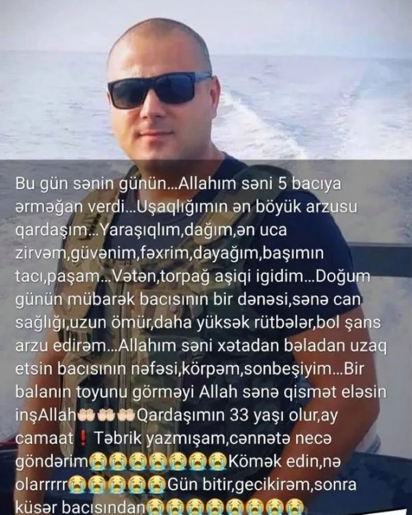 Vüsalə qardaşından yazdı: "Təbrikimi cənnətə necə göndərim?"