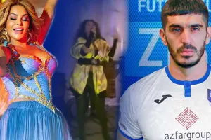 Aygün Kazımova futbolçumuzun nişanında- VİDEO