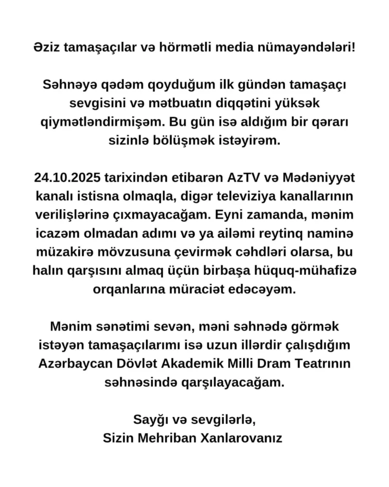 Xanlarovadan radikal qərar