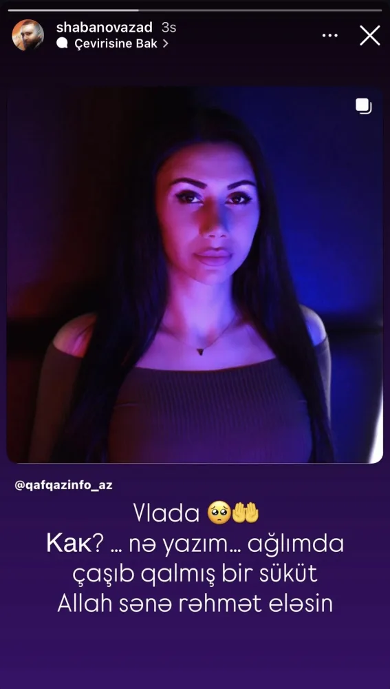 Məşhurlardan Vladanın vəfatı ilə bağlı paylaşım